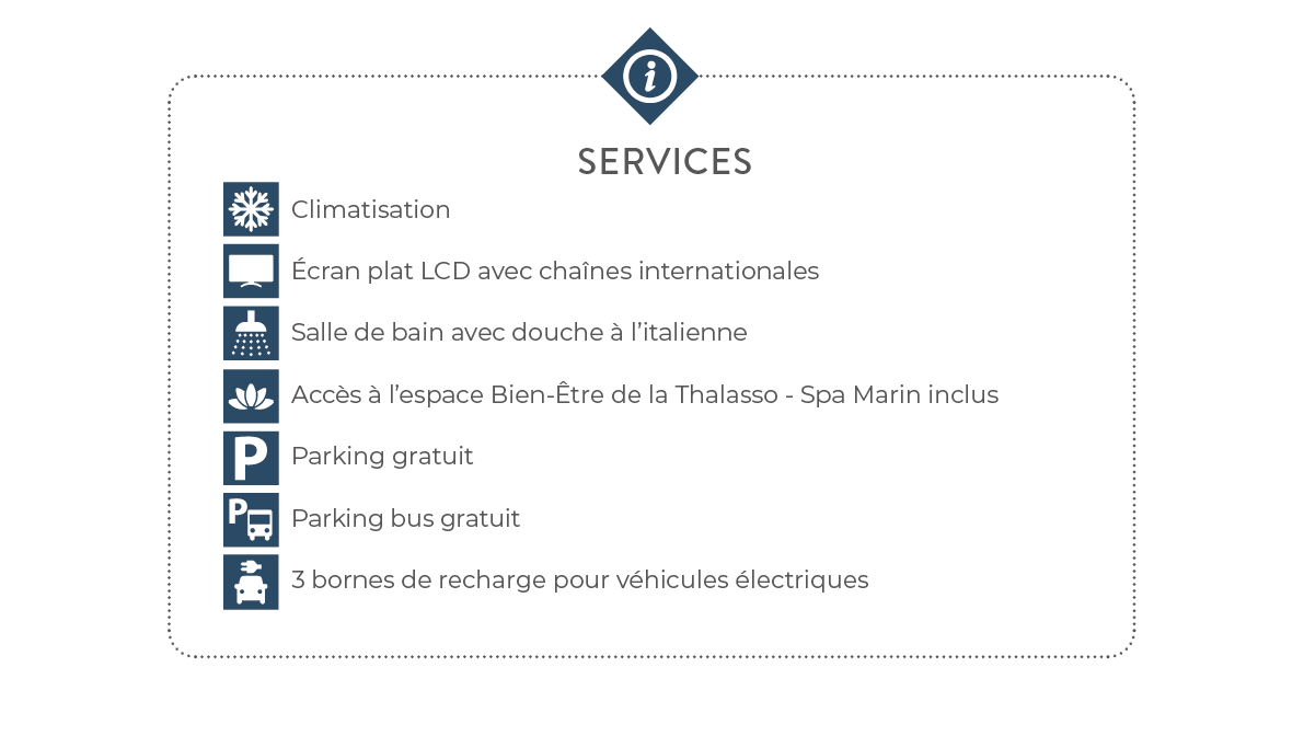 services  Climatisation  écran plat LCD avec chaînes internationales  Salle de bain avec douche à l italienne  Accès    