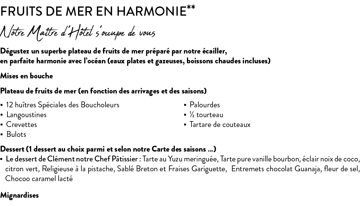   12 hu tres Sp ciales des Boucholeurs   Langoustines   Crevettes   Bulots   Palourdes     tourteau   Tartare de cout   