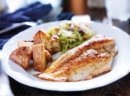 pan fried tilapia with asian slaw and roasted potatoes